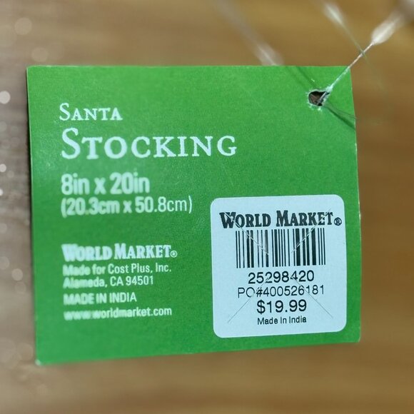 Two NEW Santa Christmas Stockings 8" X 20" Red With Santa Print By World Market - Picture 3 of 4